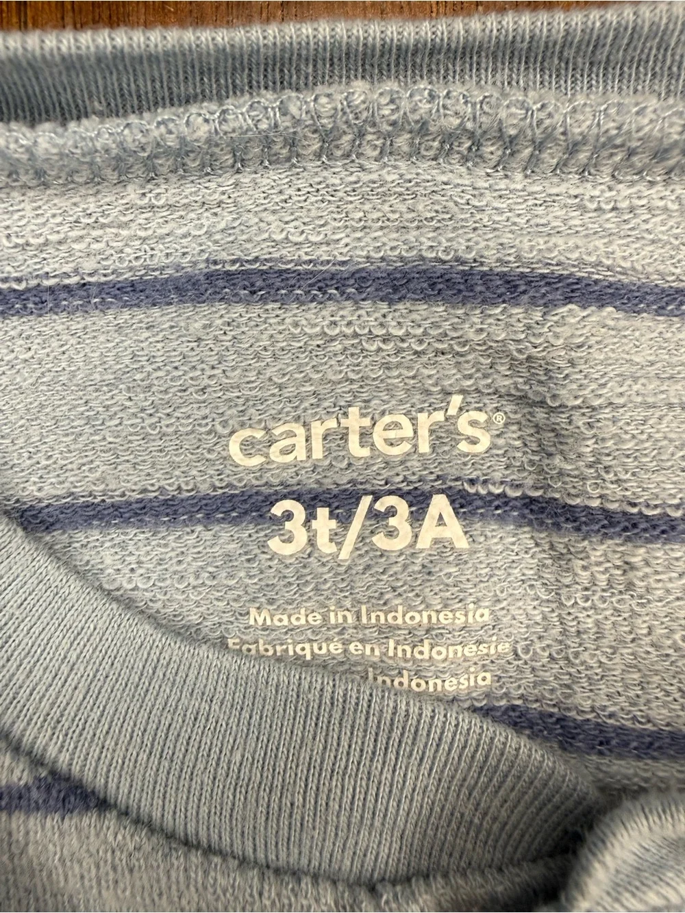 Carter's Light Blue Striped Tee with Navy Accents